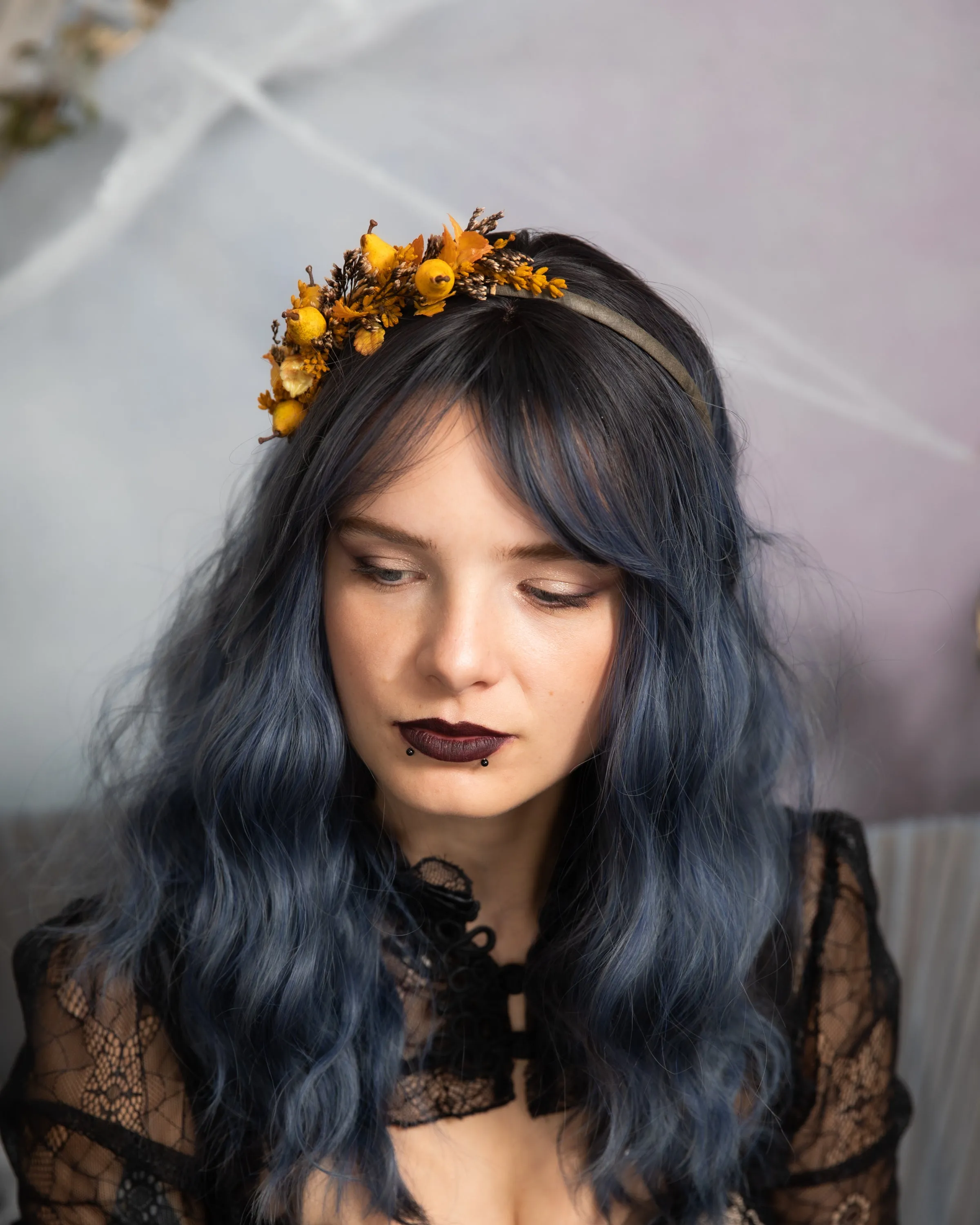 Fall flower headband with pears