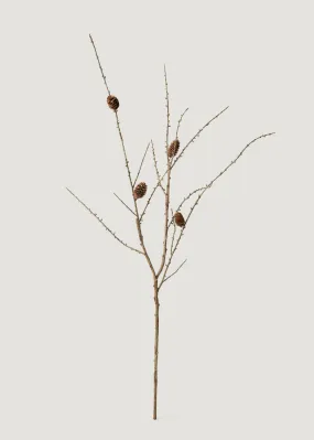 Faux Larch Branch with Pine Cones - 46"