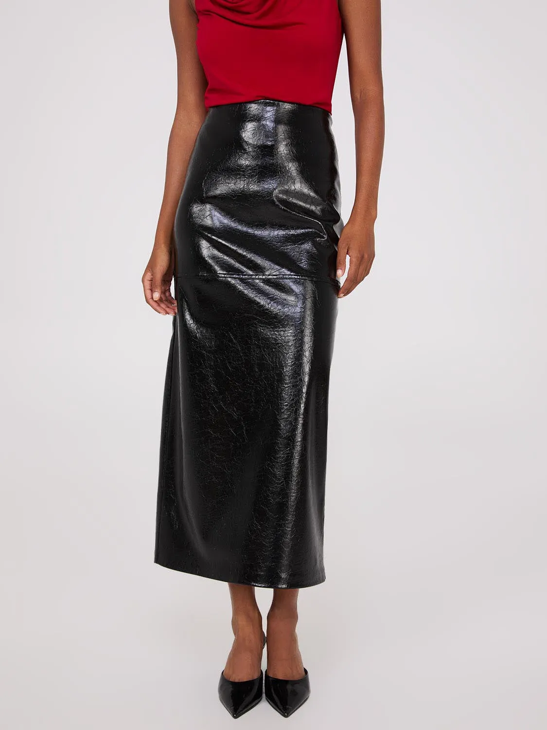 Faux Leather Column Skirt