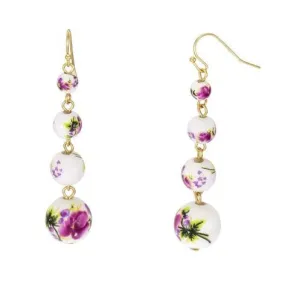 Floral Bead Linear Link Earrings