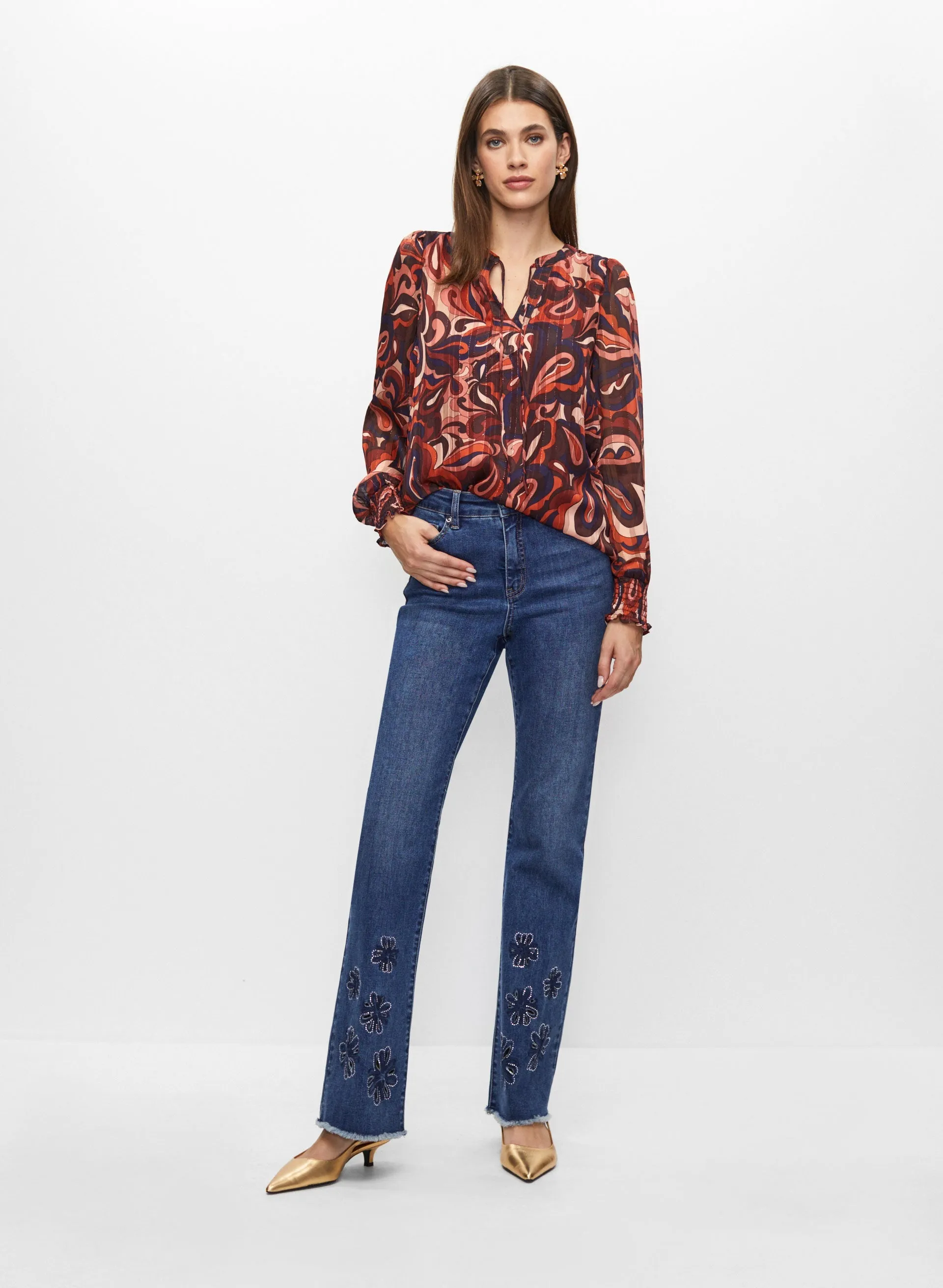 Floral Paisley Print Chiffon Top