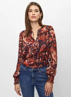 Floral Paisley Print Chiffon Top