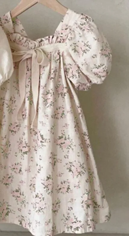 Floral Ruffle Sleeve A Line Dress