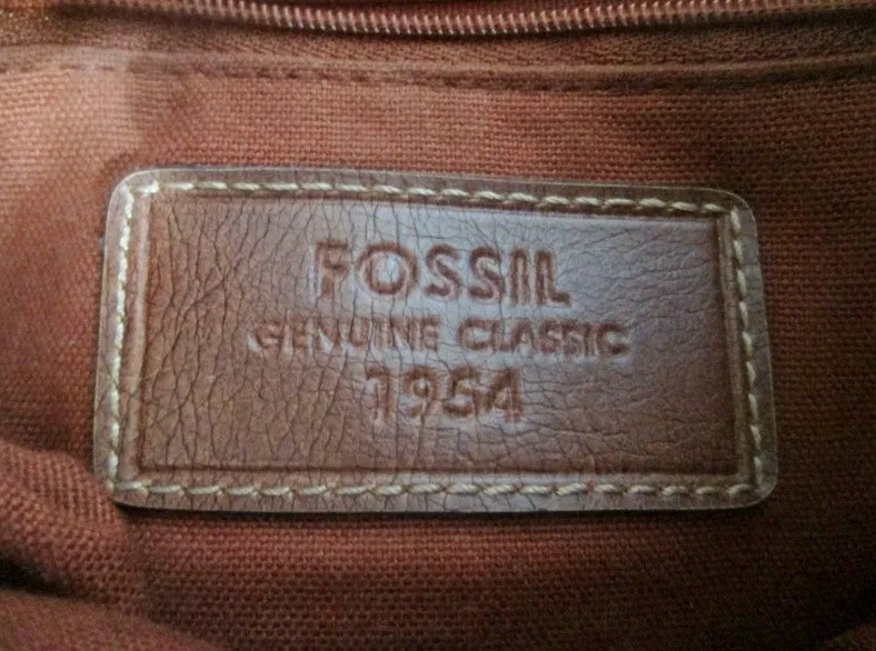 FOSSIL leather woven hobo satchel shoulder crossbody bag BROWN M Key