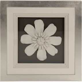 Framed White Ceramic Flower Art