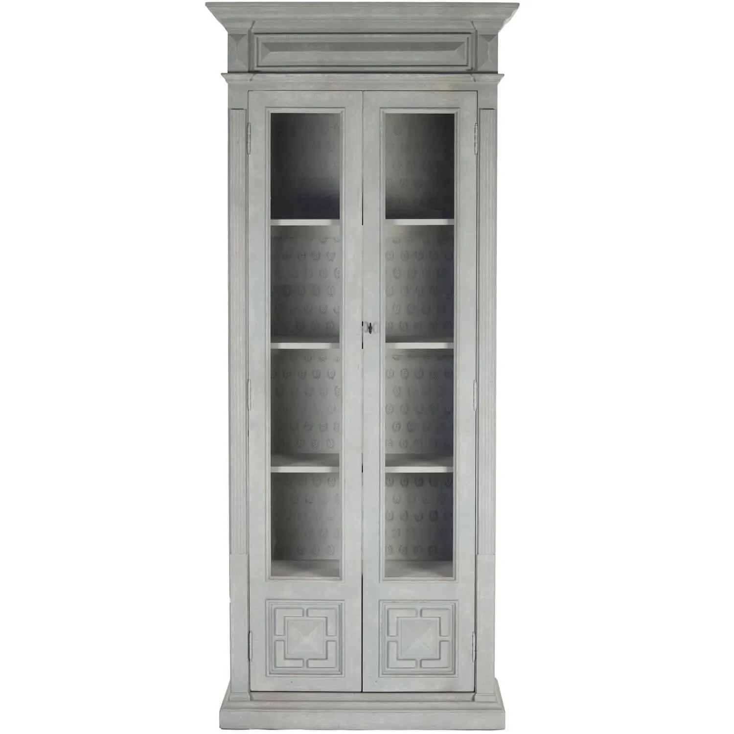 French Blue Gray Glass Cabinet