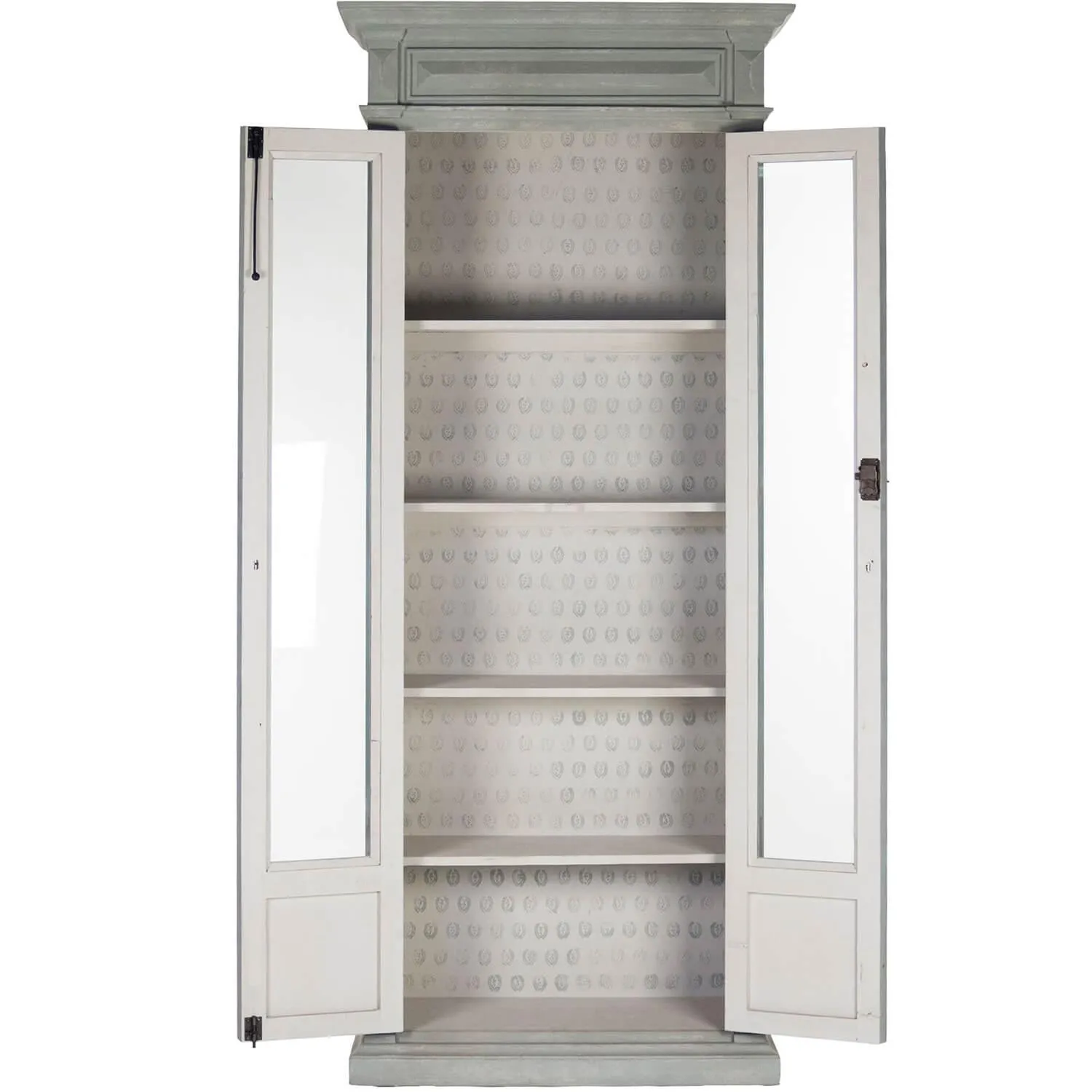 French Blue Gray Glass Cabinet