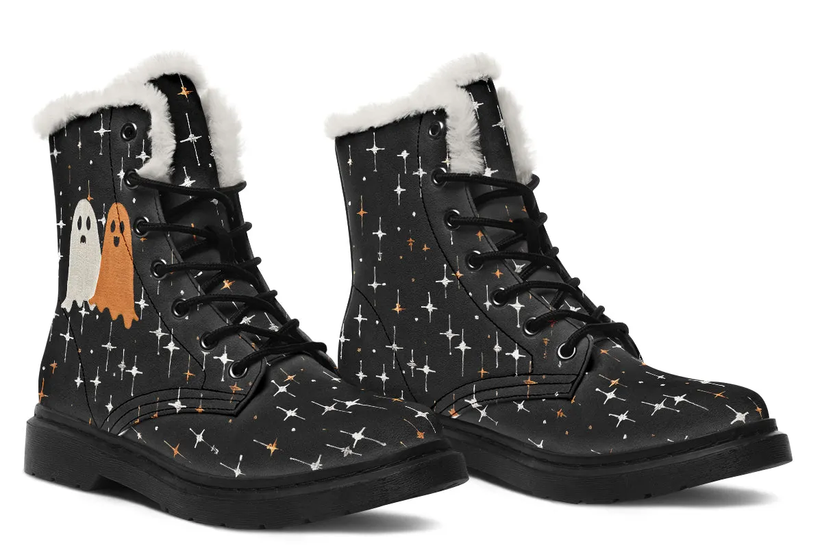 Ghost Besties Winter Boots - Warm Micro-Suede Doc-Style Boots Lined with Vegan Wool