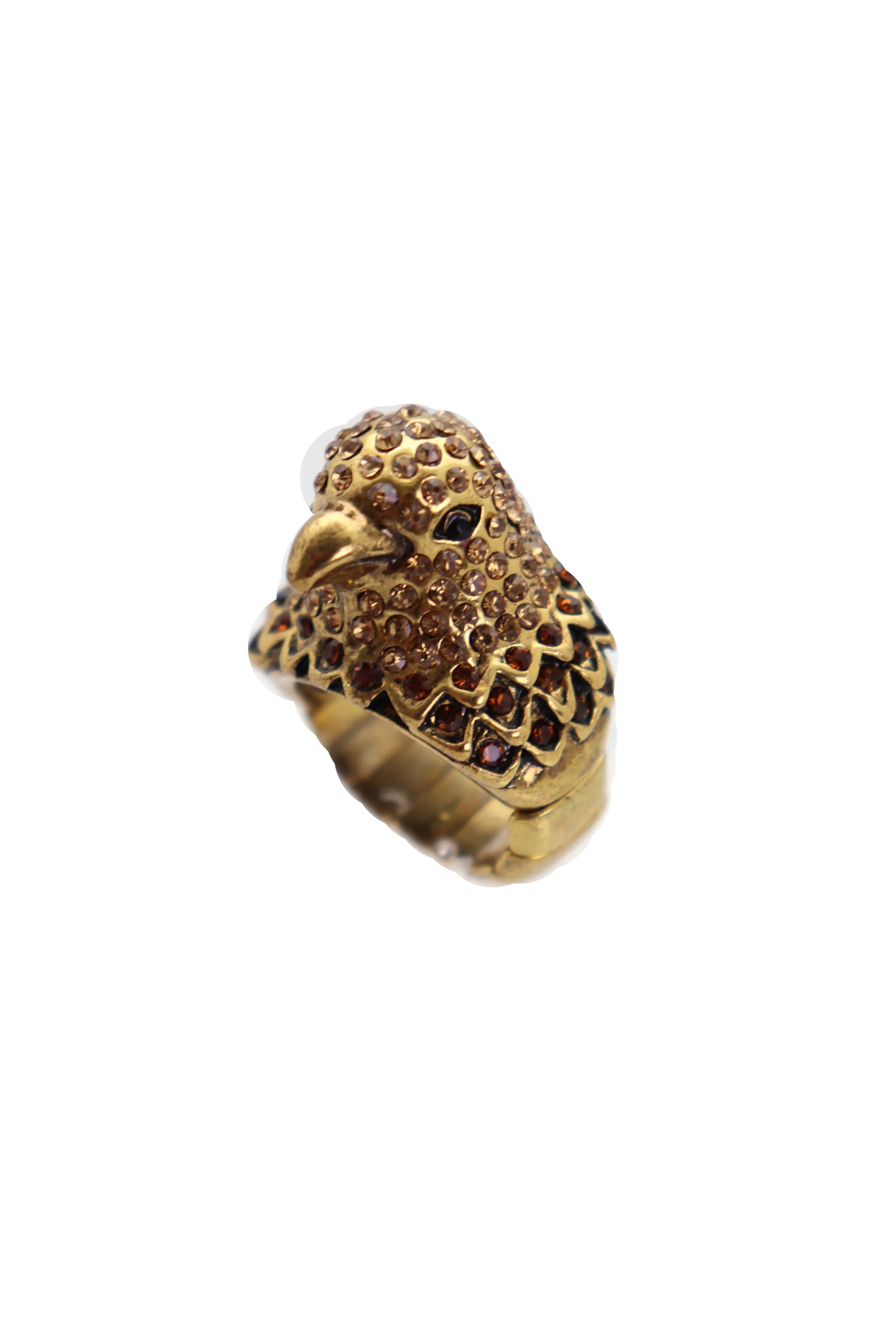 Gold Metal Ring Bird Head Eagle Stretch Band One Size Cute