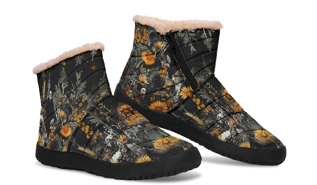 Grim’s Harvest Comfy Winter Boots - Warm Vegan Boots with Side Zipper and Anti-Slip Soles