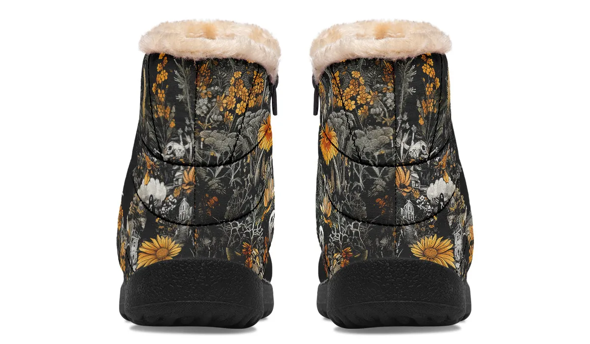 Grim’s Harvest Comfy Winter Boots - Warm Vegan Boots with Side Zipper and Anti-Slip Soles