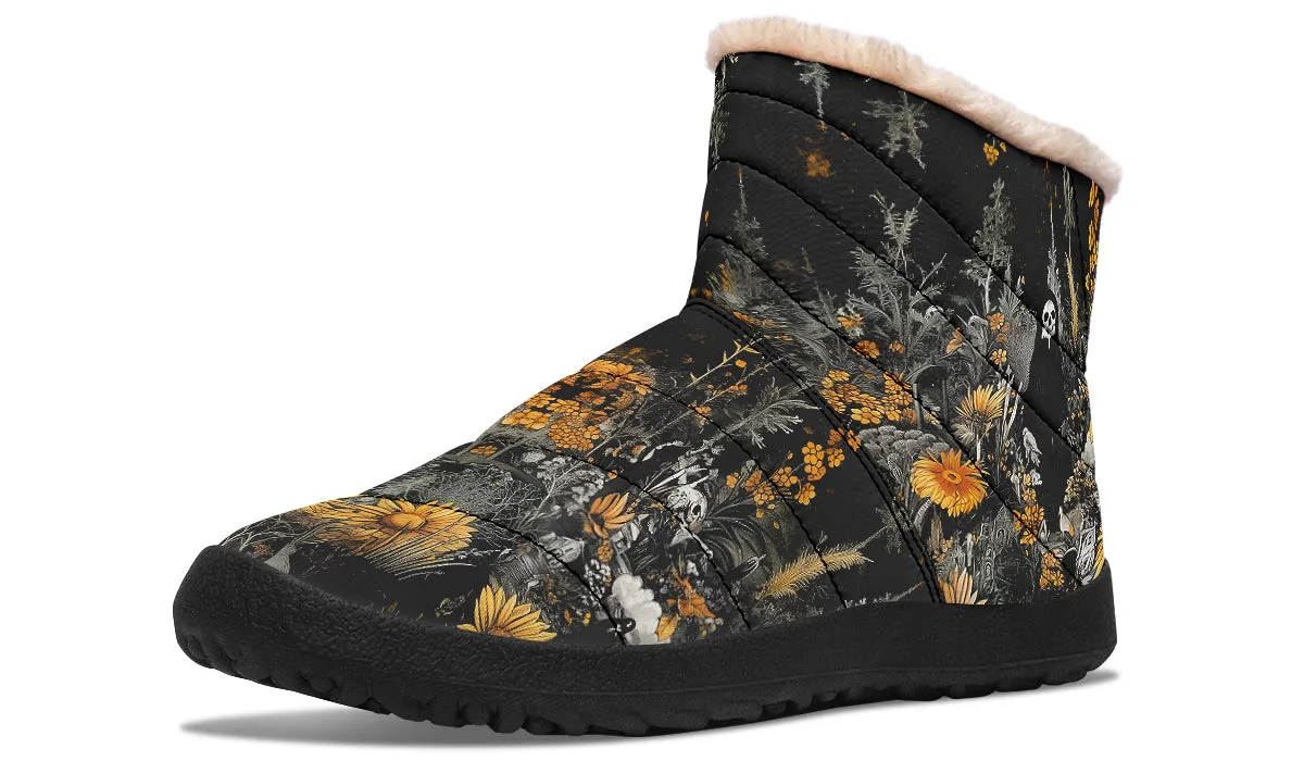 Grim’s Harvest Comfy Winter Boots - Warm Vegan Boots with Side Zipper and Anti-Slip Soles