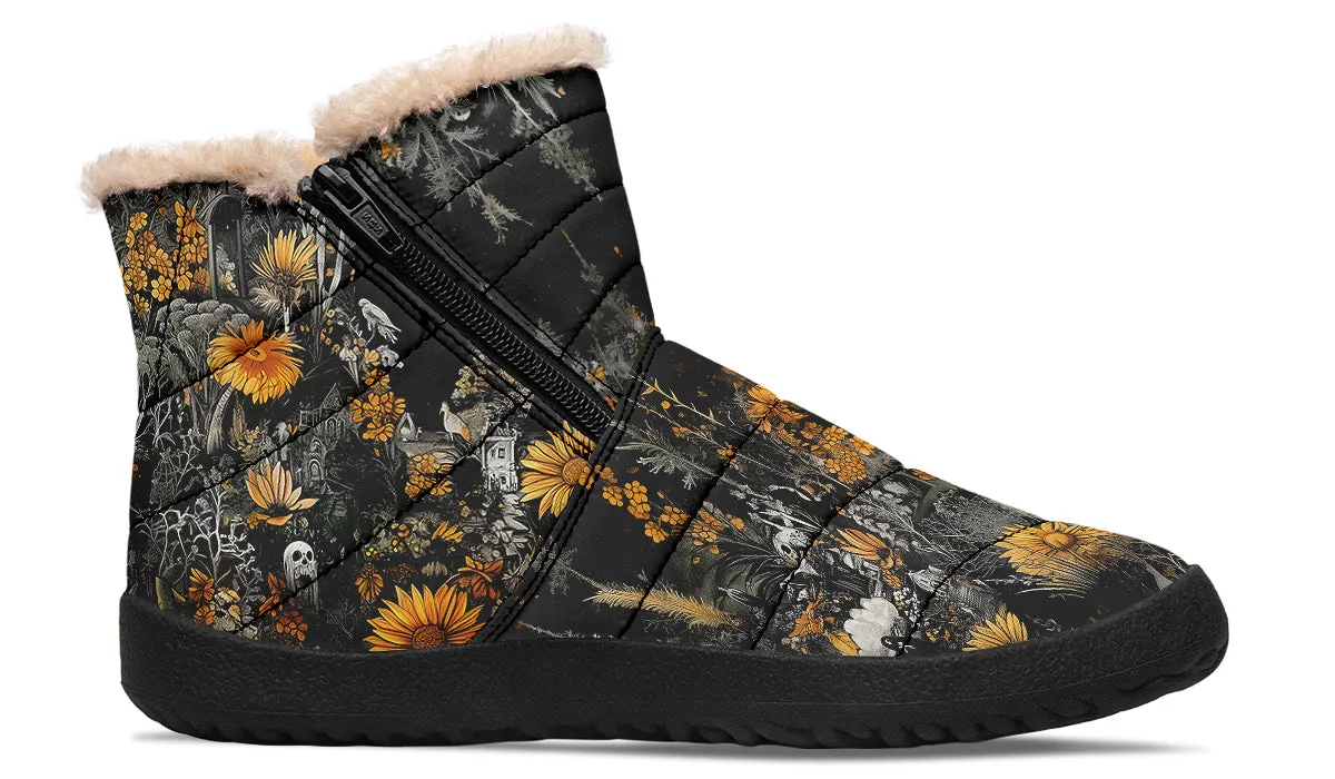 Grim’s Harvest Comfy Winter Boots - Warm Vegan Boots with Side Zipper and Anti-Slip Soles