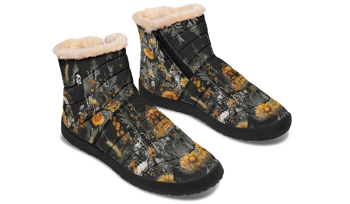 Grim’s Harvest Comfy Winter Boots - Warm Vegan Boots with Side Zipper and Anti-Slip Soles