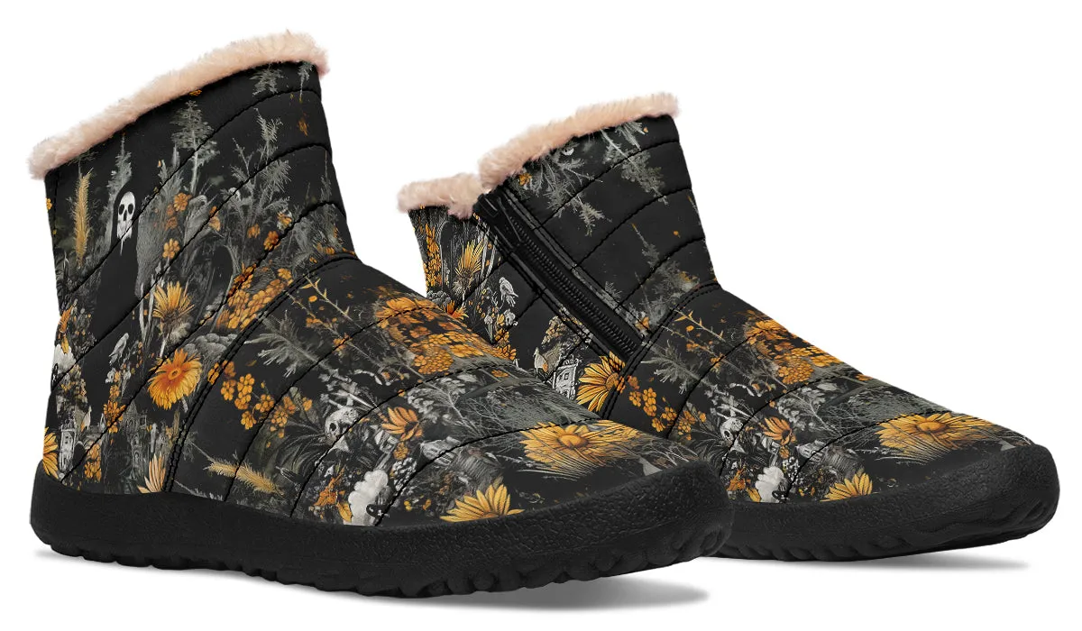 Grim’s Harvest Comfy Winter Boots - Warm Vegan Boots with Side Zipper and Anti-Slip Soles