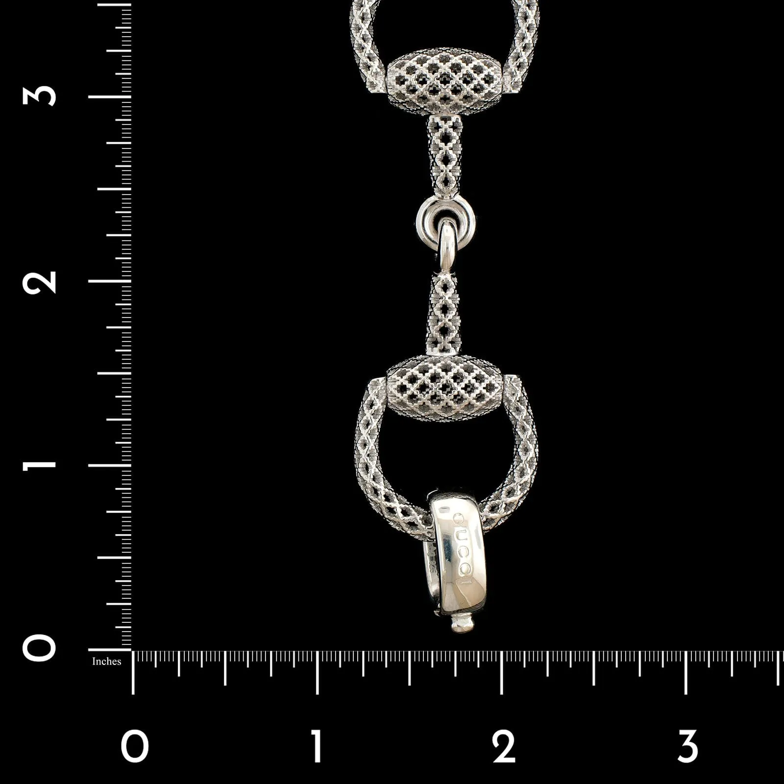 Gucci Sterling Silver Estate Diamantissima Horsebit Bracelet