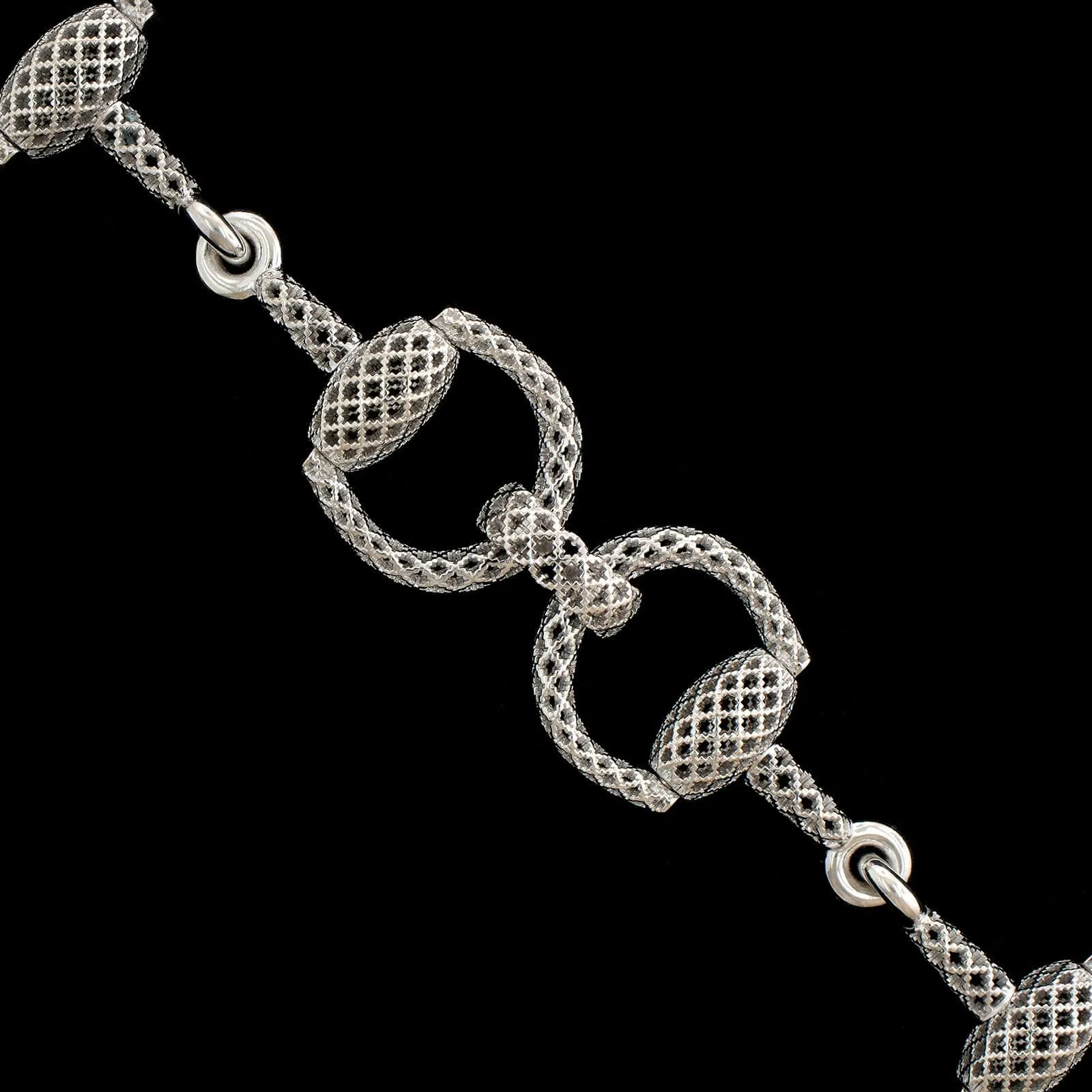 Gucci Sterling Silver Estate Diamantissima Horsebit Bracelet