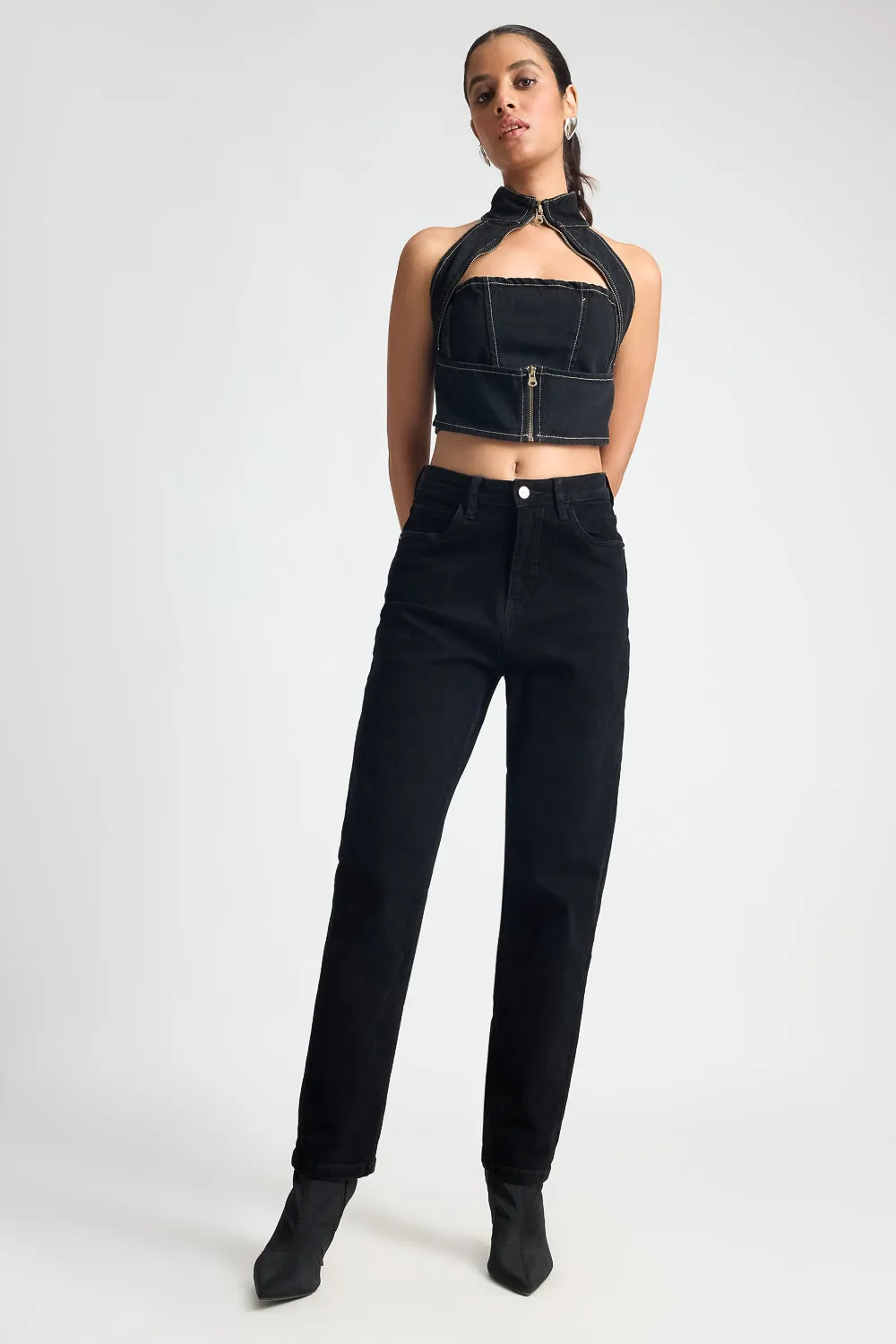 High Waisted Midnight Black Mom Jeans