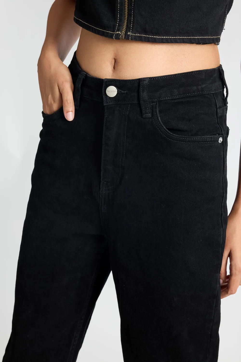 High Waisted Midnight Black Mom Jeans