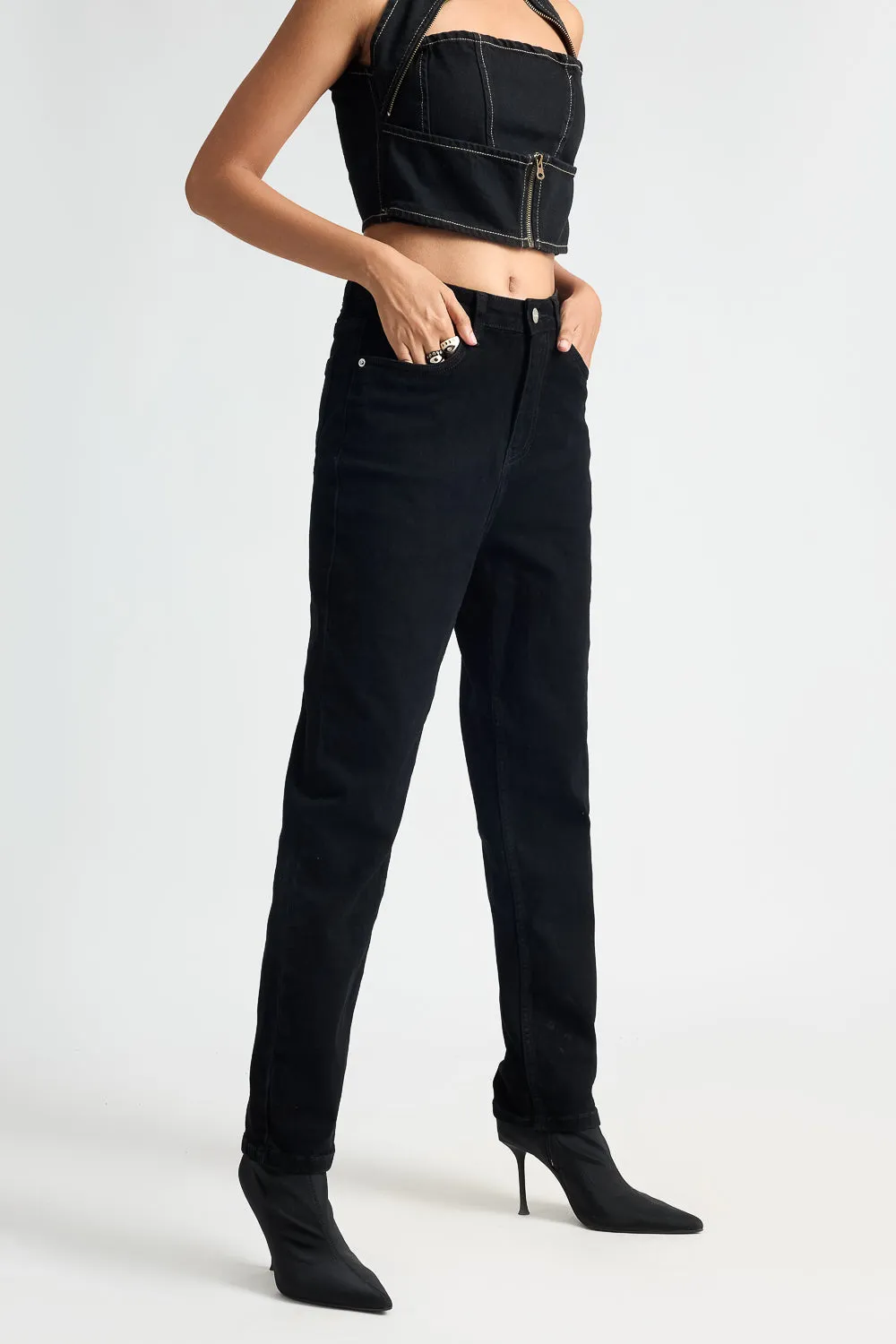 High Waisted Midnight Black Mom Jeans