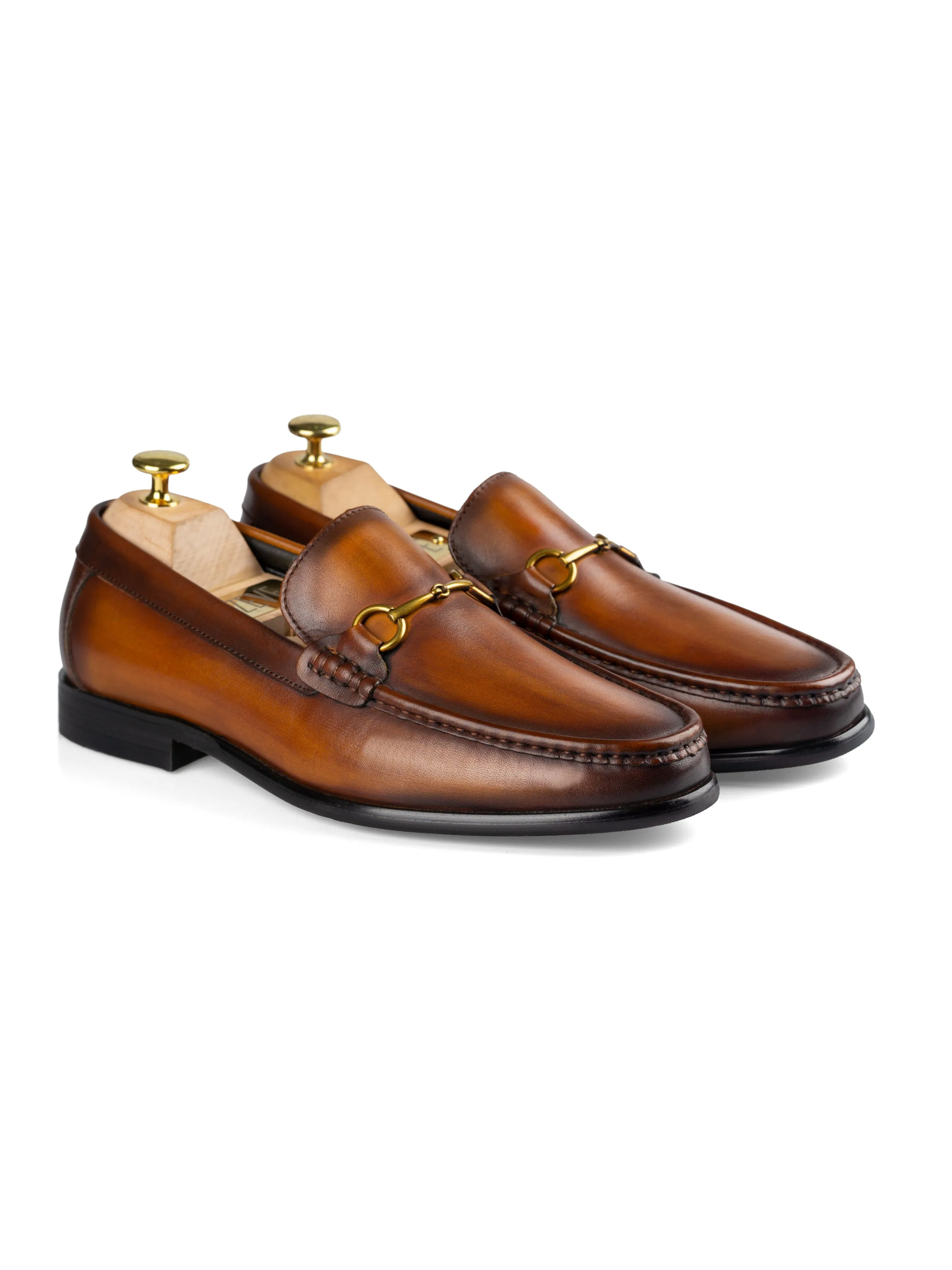 Horsebit Moccasin Loafer - Cognac Tan (Hand Painted Patina)