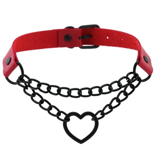 'Invocation' Black Goth Heart PU Leather Choker (16 colours)