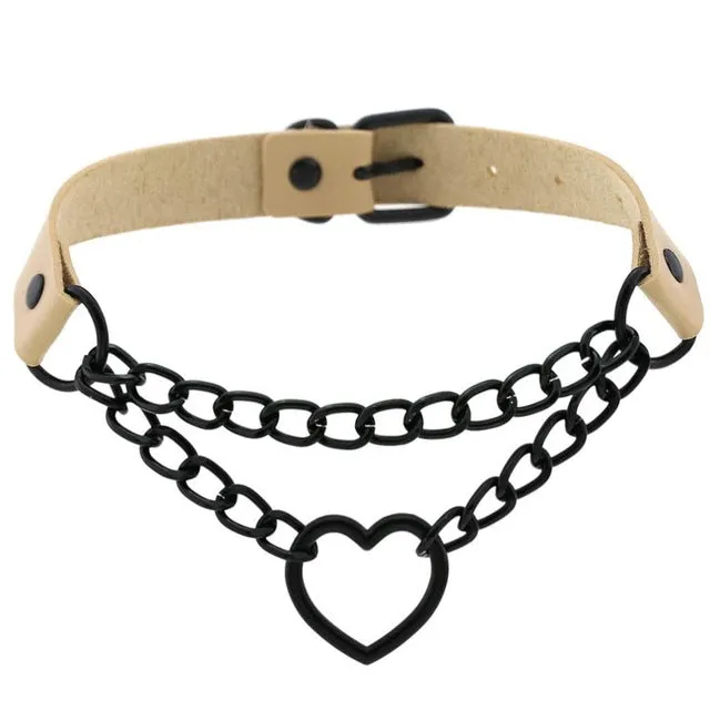 'Invocation' Black Goth Heart PU Leather Choker (16 colours)