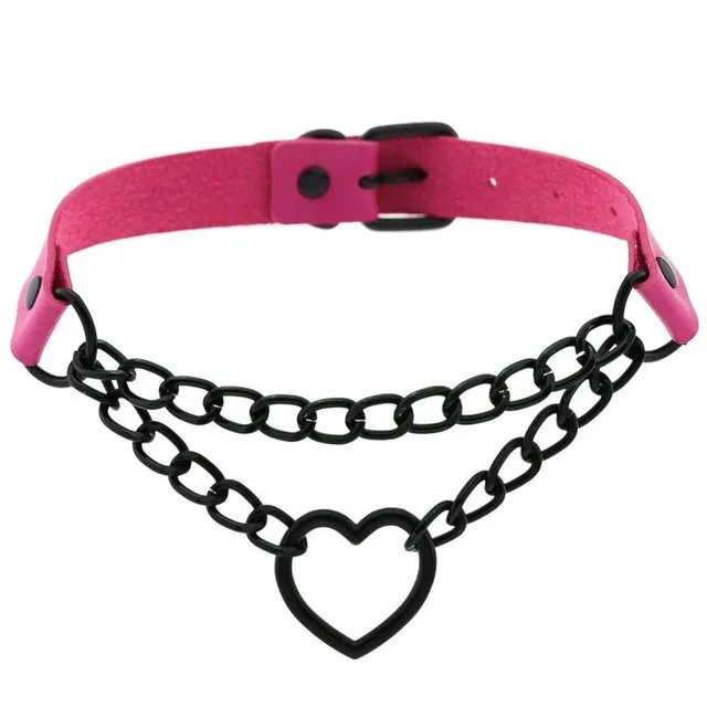 'Invocation' Black Goth Heart PU Leather Choker (16 colours)