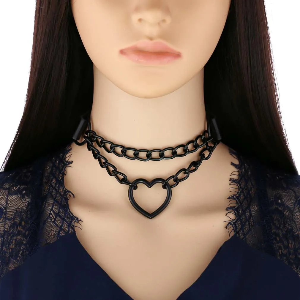 'Invocation' Black Goth Heart PU Leather Choker (16 colours)