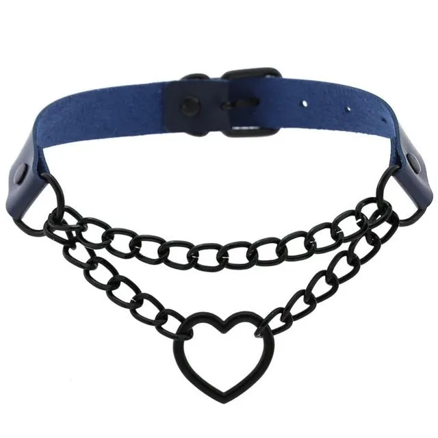 'Invocation' Black Goth Heart PU Leather Choker (16 colours)