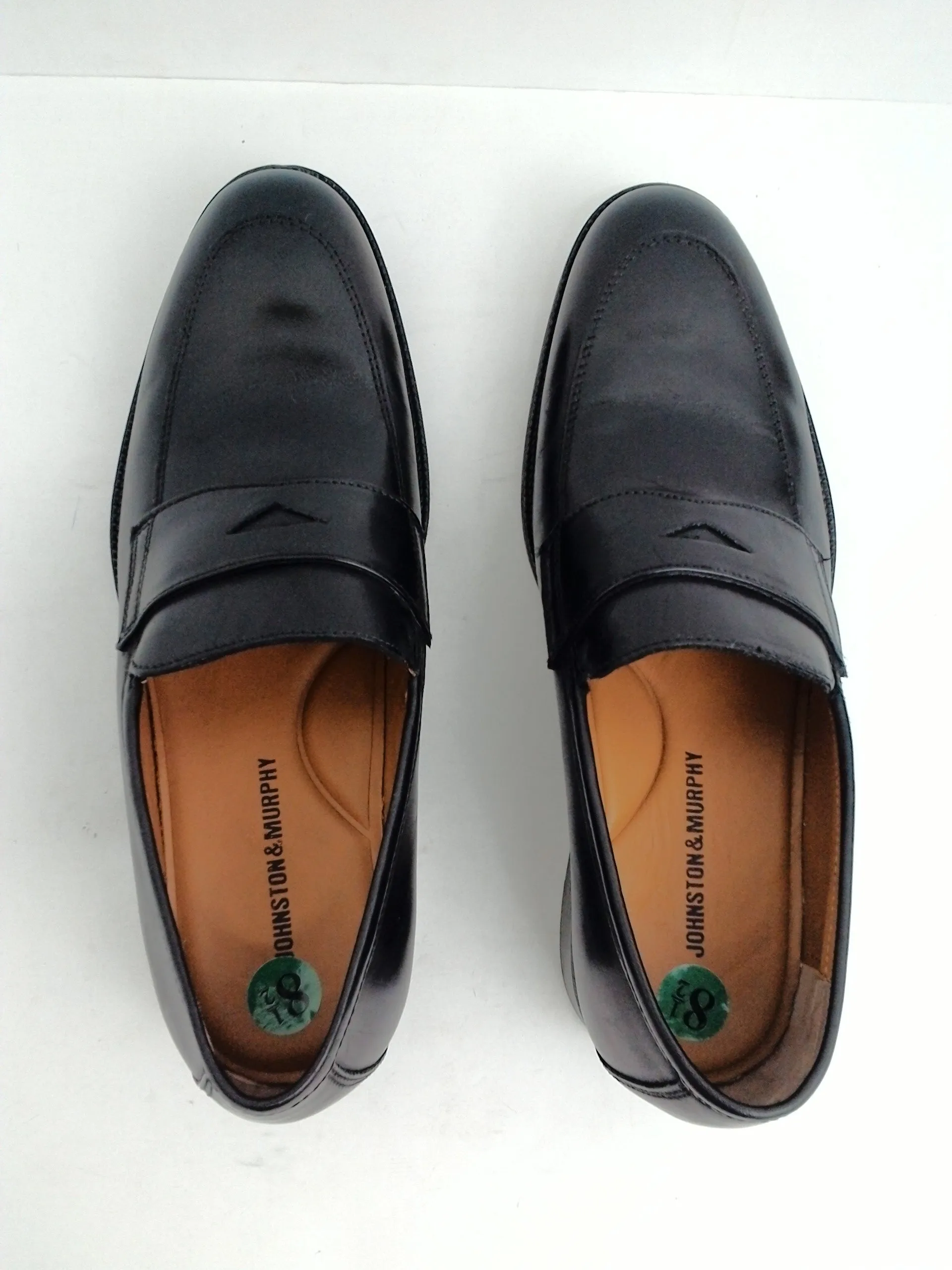 Johnston & Murphy Men's Black Alcott Penny Leather Loafers Leather Size 8.5 M