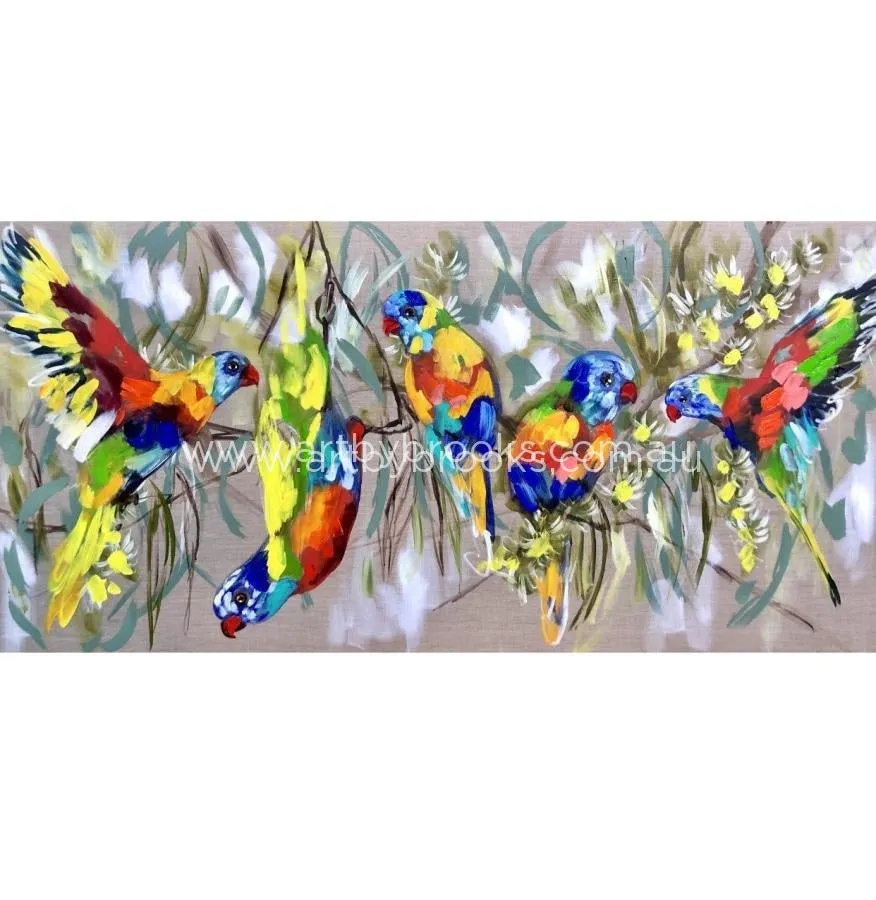 Lorikeets and cascading gum  - art print