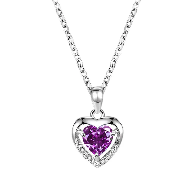 Luxury 925 Heart-Shaped Rhinestones Necklace for Women