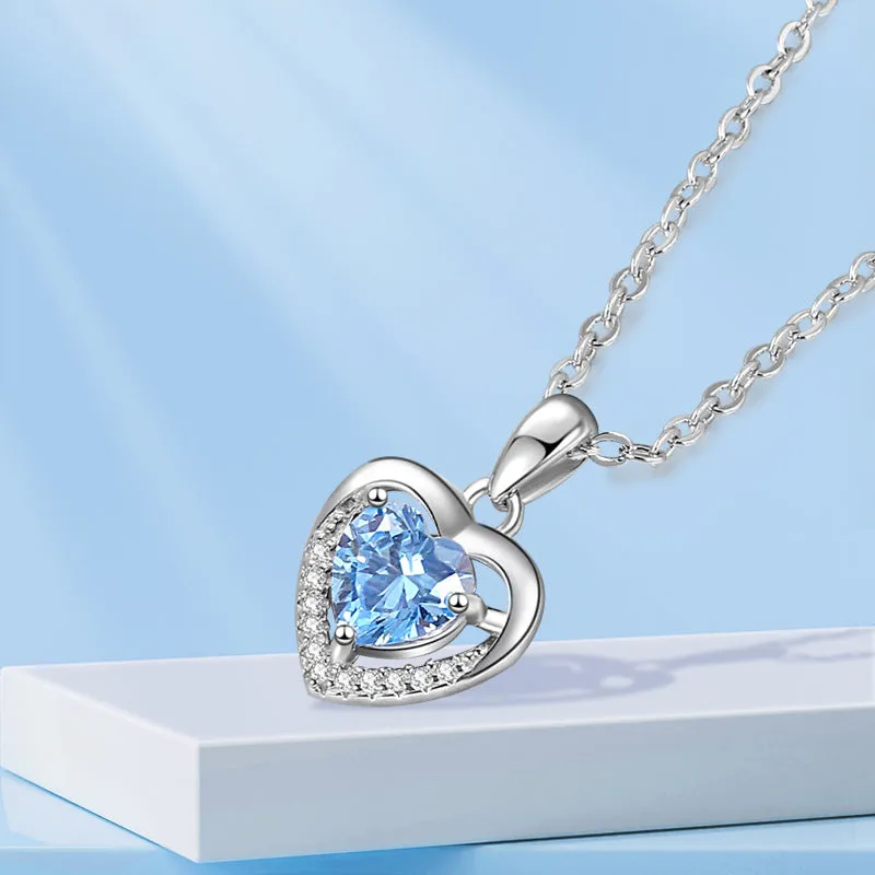 Luxury 925 Heart-Shaped Rhinestones Necklace for Women