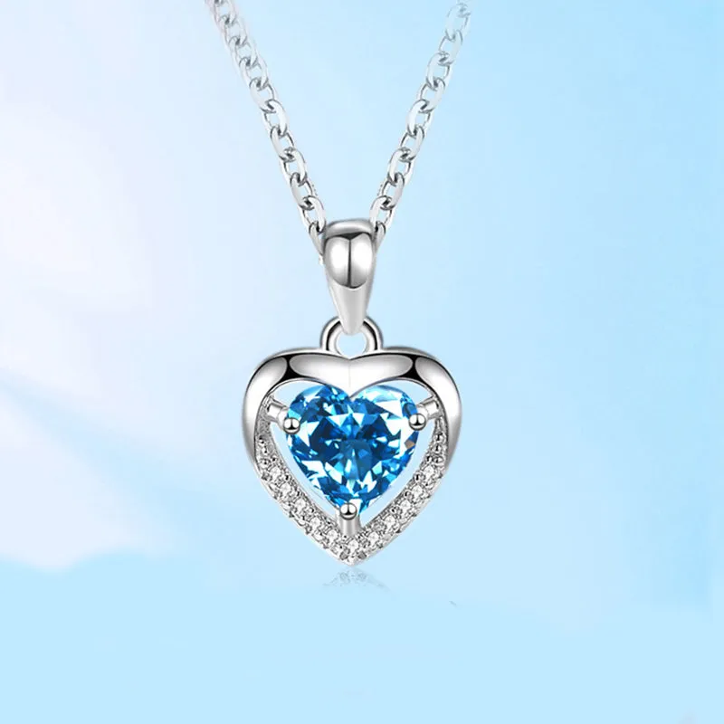 Luxury 925 Heart-Shaped Rhinestones Necklace for Women