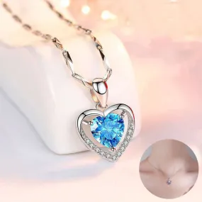 Luxury 925 Heart-Shaped Rhinestones Necklace for Women