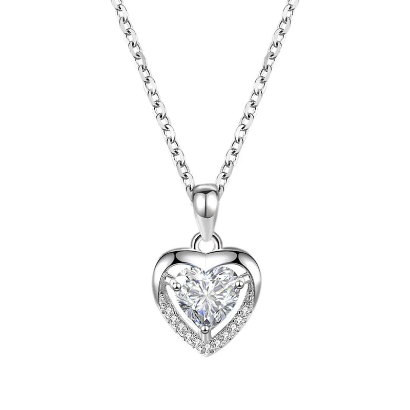 Luxury 925 Heart-Shaped Rhinestones Necklace for Women