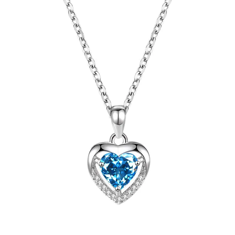 Luxury 925 Heart-Shaped Rhinestones Necklace for Women