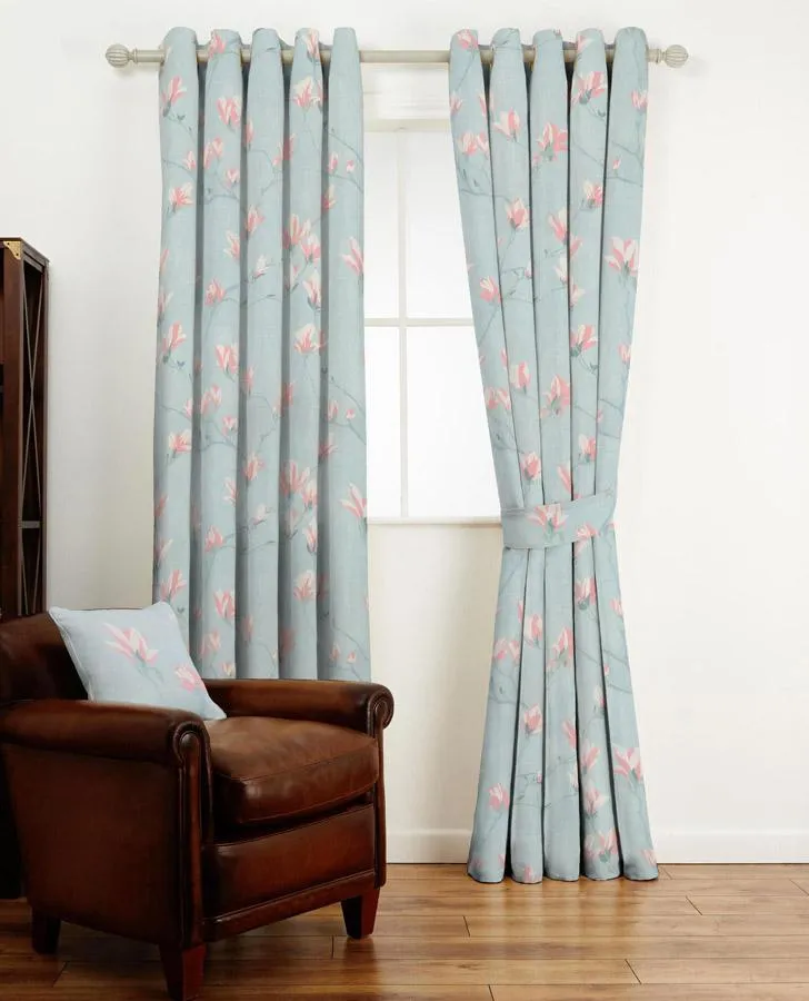 Magnolia Grove Duck Egg Curtain Fabric