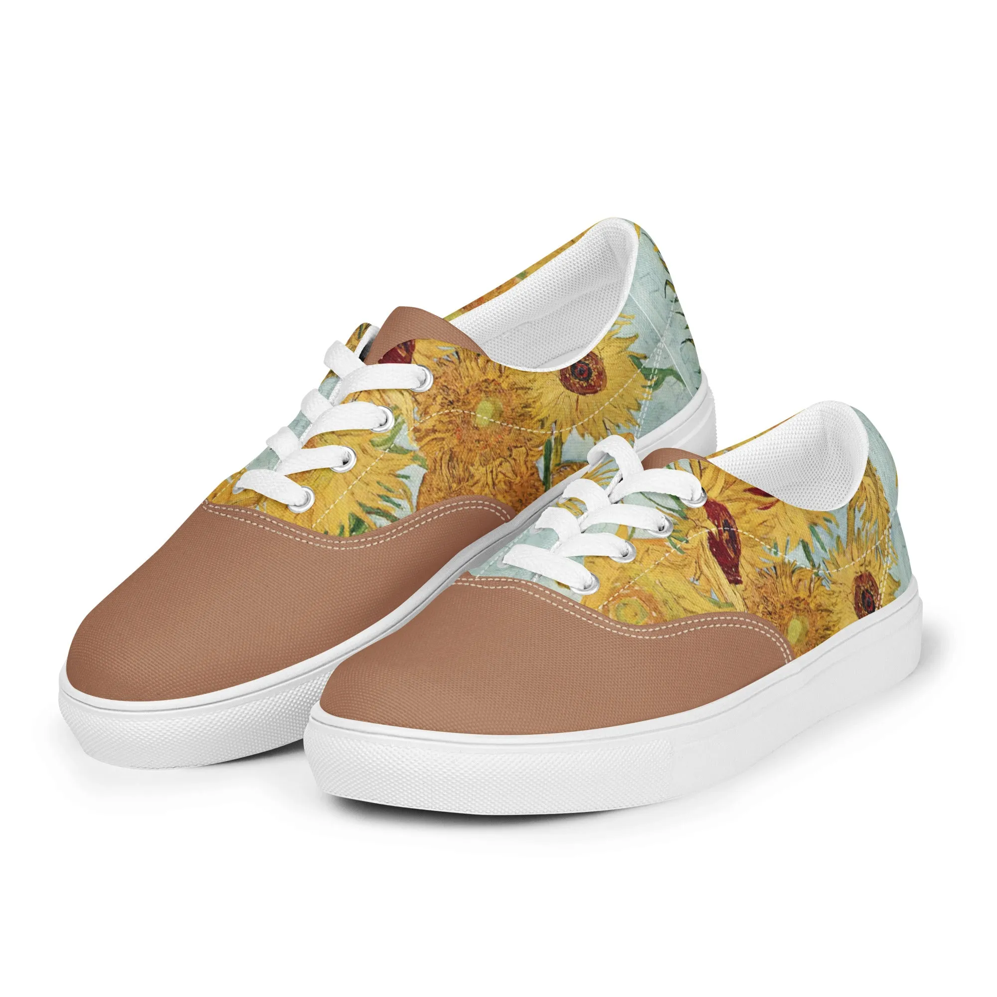 Men’s Artistic Van Gogh Inspired Sunflowers Lace-Up Canvas Shoes