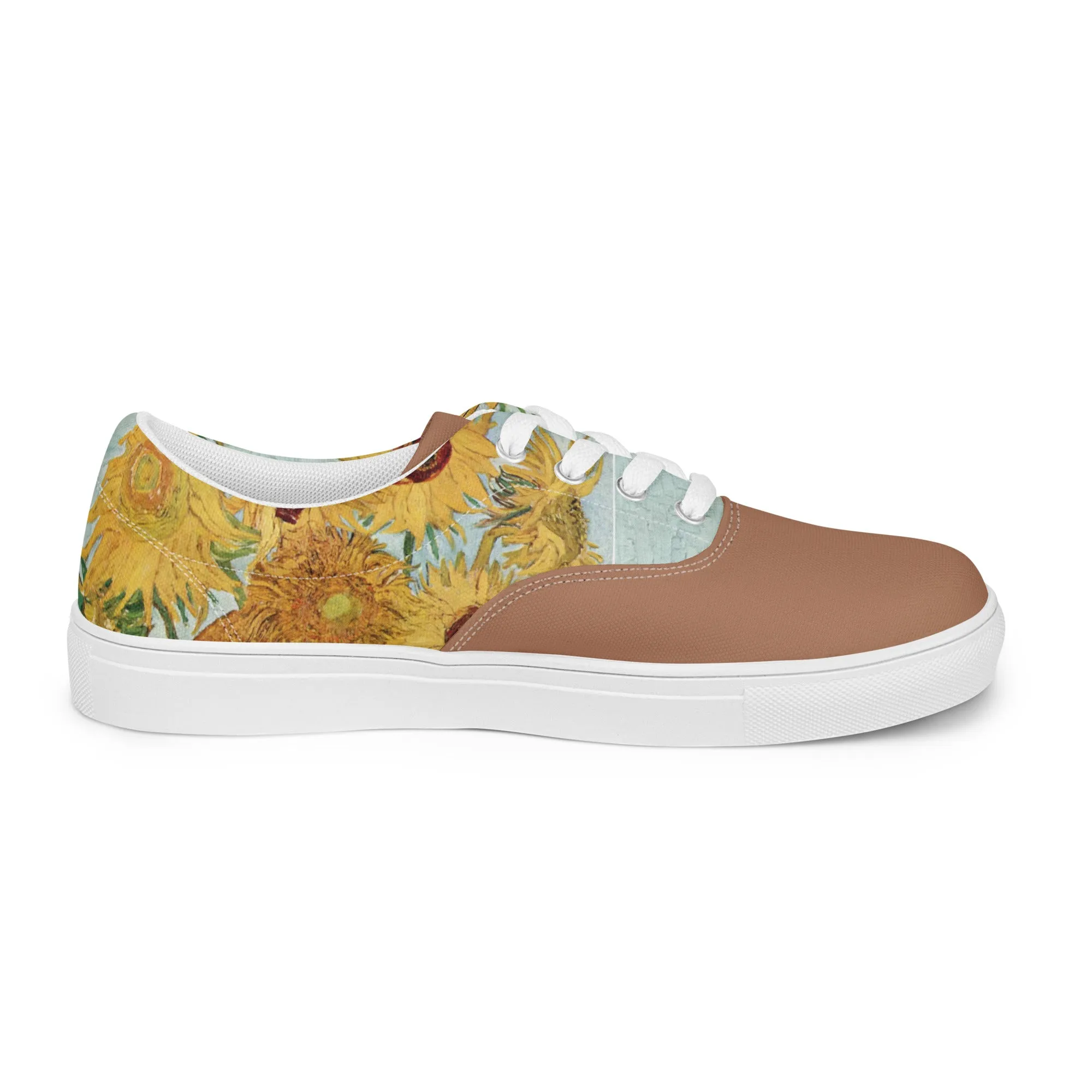 Men’s Artistic Van Gogh Inspired Sunflowers Lace-Up Canvas Shoes