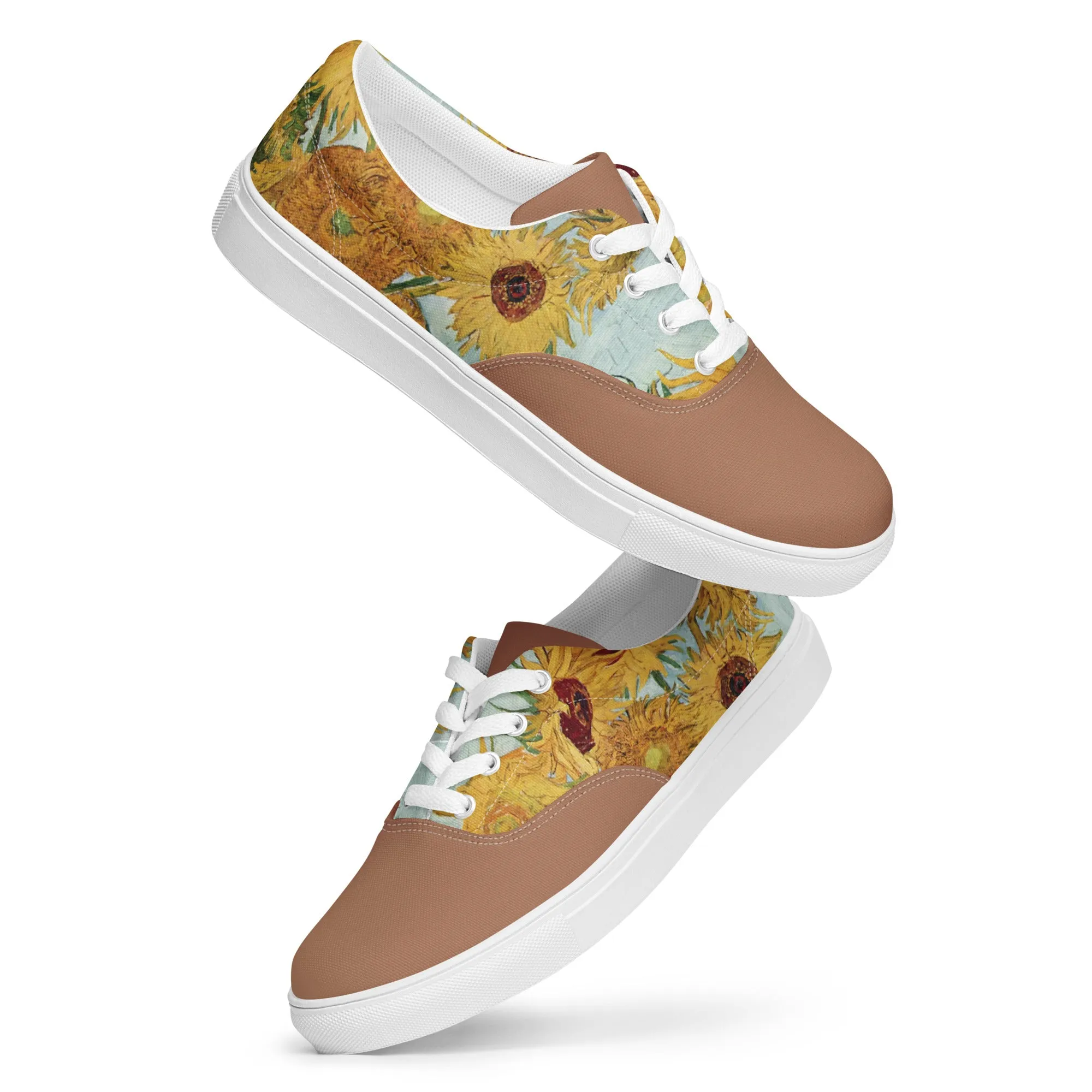 Men’s Artistic Van Gogh Inspired Sunflowers Lace-Up Canvas Shoes