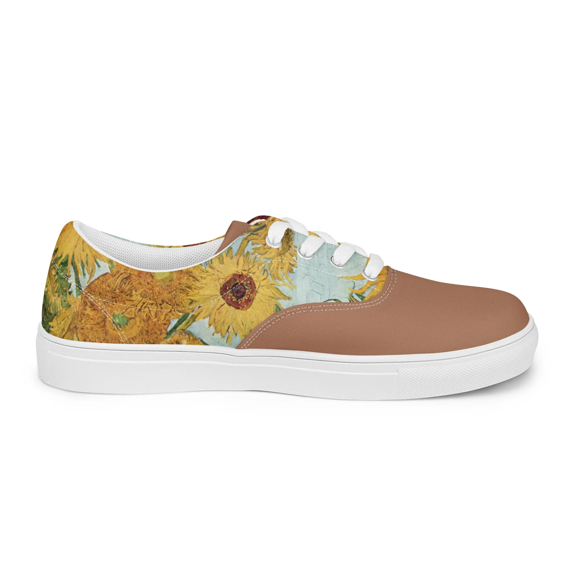 Men’s Artistic Van Gogh Inspired Sunflowers Lace-Up Canvas Shoes