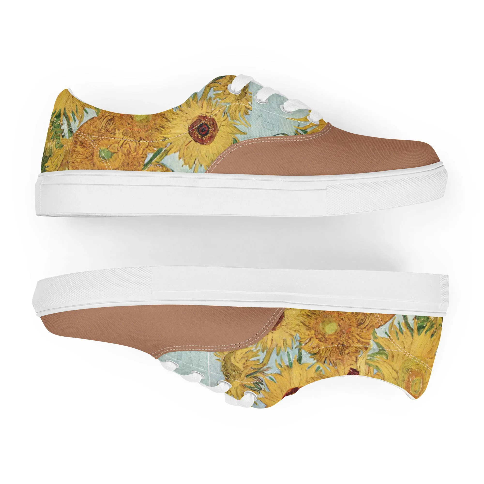 Men’s Artistic Van Gogh Inspired Sunflowers Lace-Up Canvas Shoes