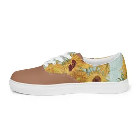 Men’s Artistic Van Gogh Inspired Sunflowers Lace-Up Canvas Shoes