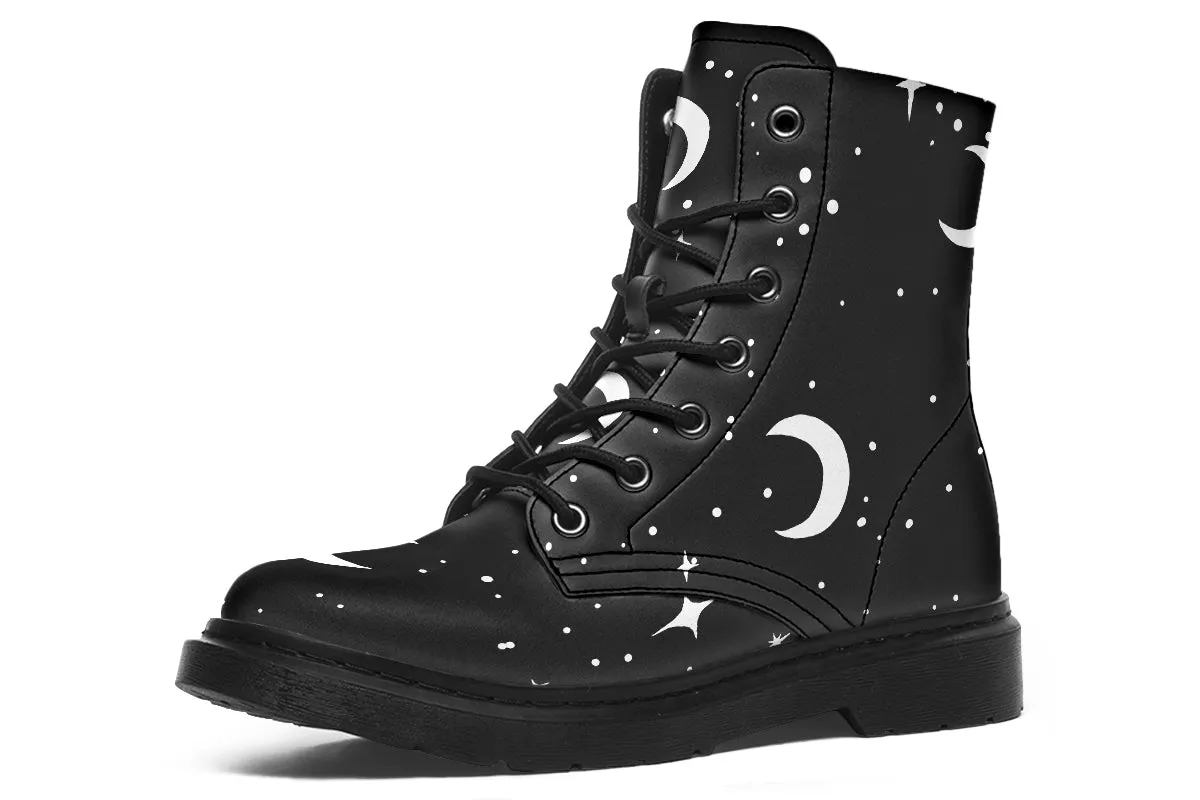 MoonDust Boots - Vegan Leather Doc-Style Boots with Durable Stitched on Soles