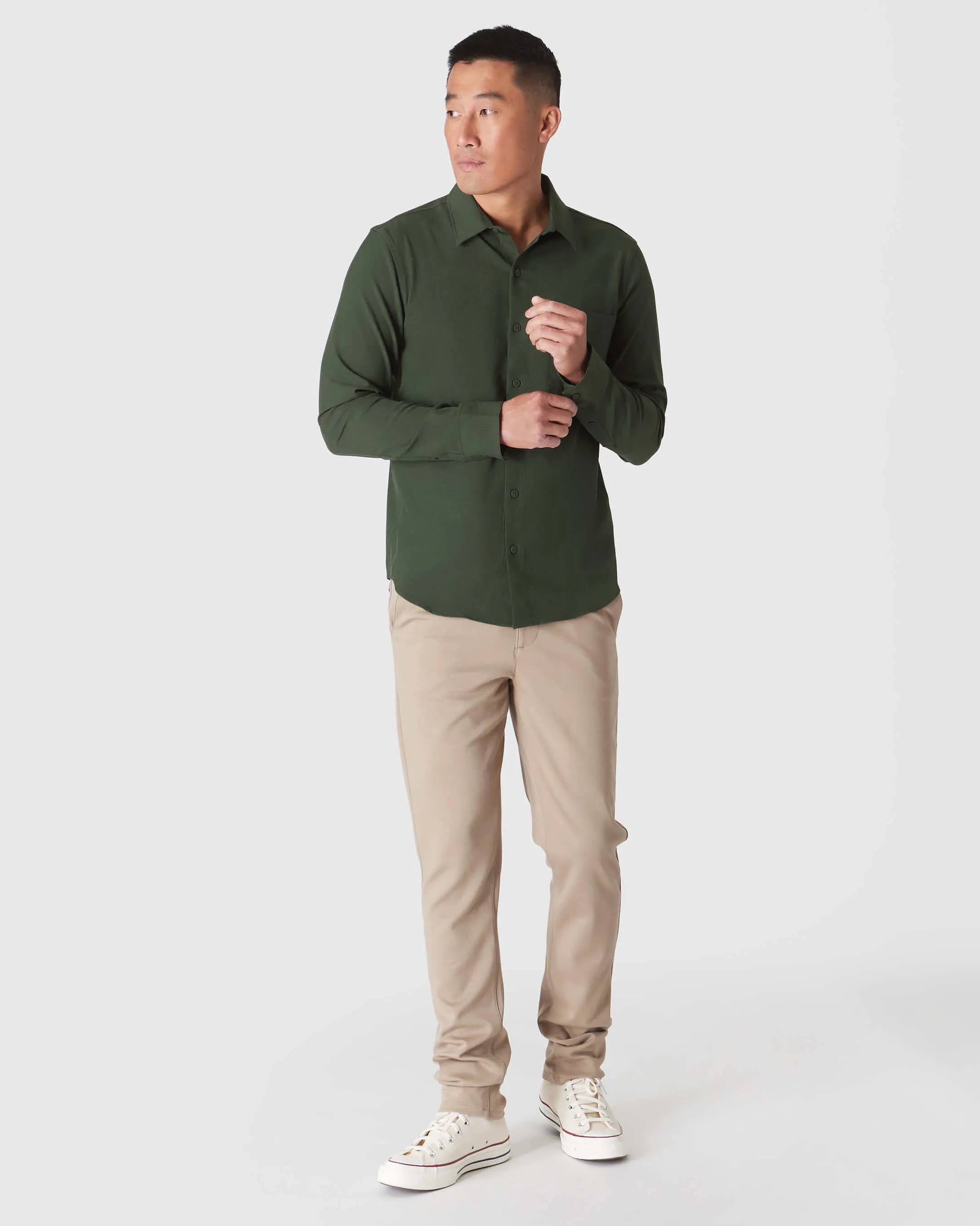 Olive Long Sleeve Ripstop Commuter Shirt