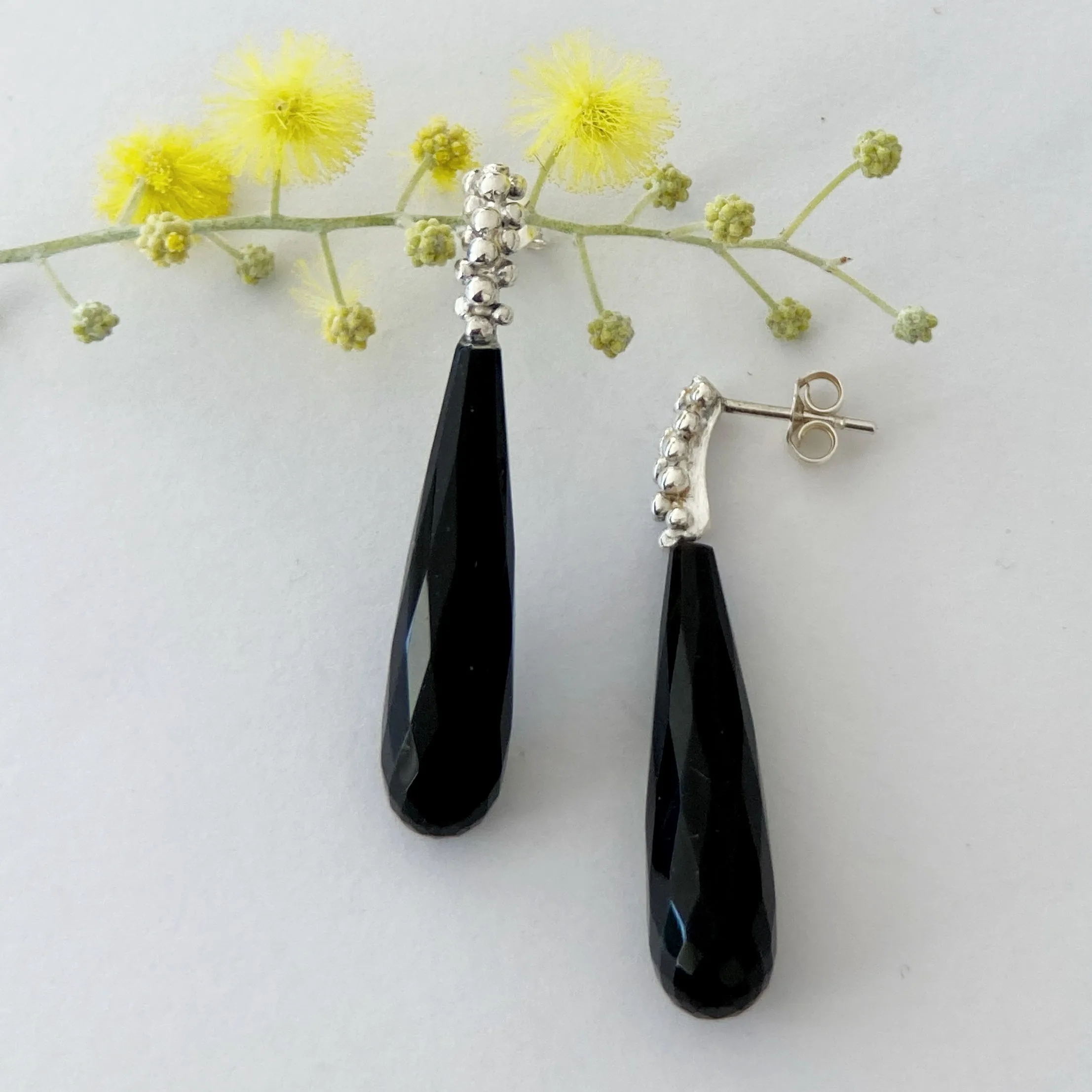 Onyx drop earrings