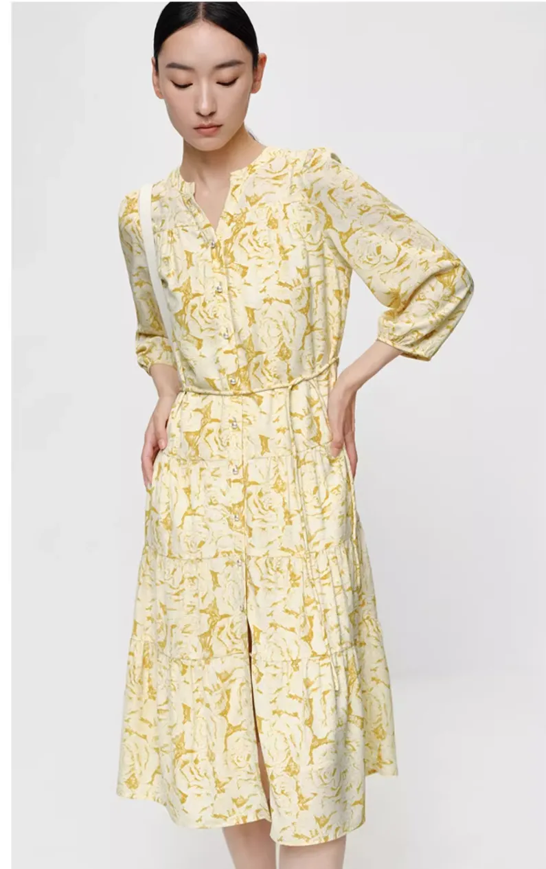 PRETTY YELLOW FLORAL DRESS