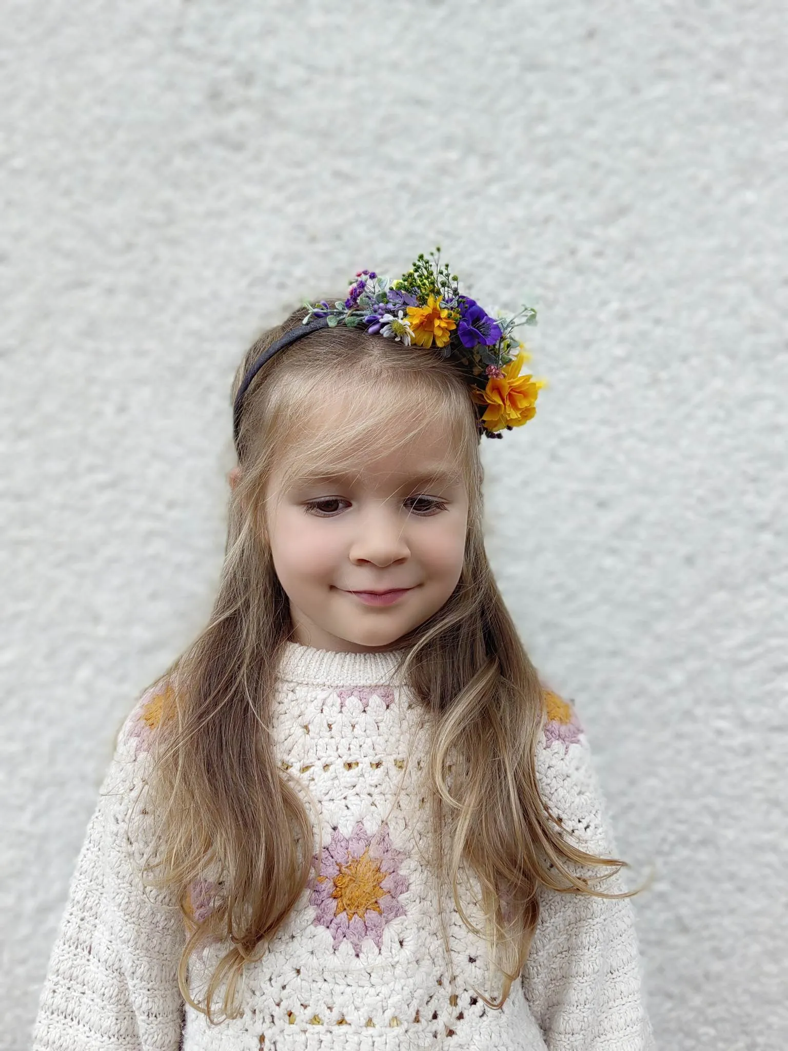 Purple and yellow flower headband